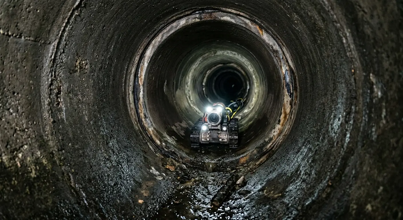 Robotic sewer camera inspecting pipe interior for Drain Snake Service in Port Salerno